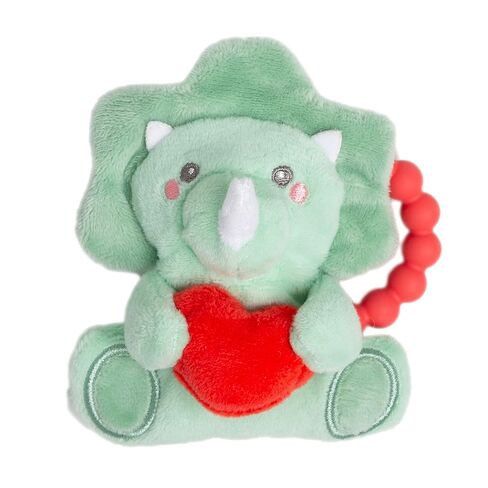 Pearhead Dinosaur Baby Teether, Silicone Teething Ring, BPA Free | Beaded Ring, Crinkle Sound, Sensory Rattle Toy, Infant Gum Soother, Easy-Grip Design, Dino Baby Gift, 0+ Months in Kuwait
