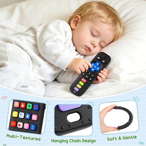 2 Pack Phone & Remote Baby Teething Toys 3-12 Months, Silicone Baby Teether | BPA Free, Realistic Design, Soft & Durable, Easy to Crip, Baby Chew Toys for Teething Relief, Gifts for Newborns Infants in Kuwait
