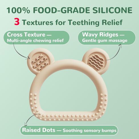 3-Pack Baby Teething Toys with Anti-Drop Clip, Infant Silicone Teether Ring | Food-Grade Silicone Infant Toys, BPA-Free, Easy-to-Hold Teethers for Babies and Toddlers, Baby Essentials for Teething Relief in Kuwait