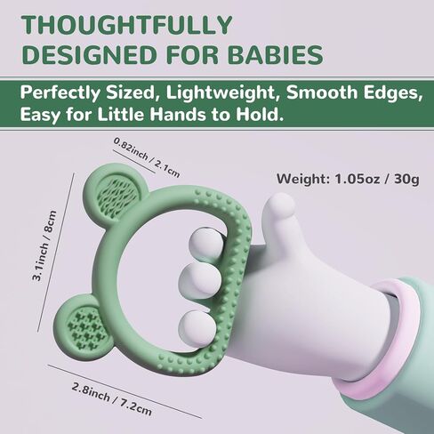 3-Pack Baby Teething Toys with Anti-Drop Clip, Infant Silicone Teether Ring | Food-Grade Silicone Infant Toys, BPA-Free, Easy-to-Hold Teethers for Babies and Toddlers, Baby Essentials for Teething Relief in Kuwait