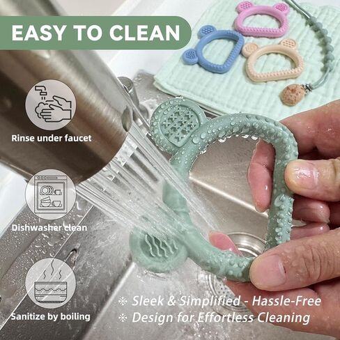 3-Pack Baby Teething Toys with Anti-Drop Clip, Infant Silicone Teether Ring | Food-Grade Silicone Infant Toys, BPA-Free, Easy-to-Hold Teethers for Babies and Toddlers, Baby Essentials for Teething Relief in Kuwait