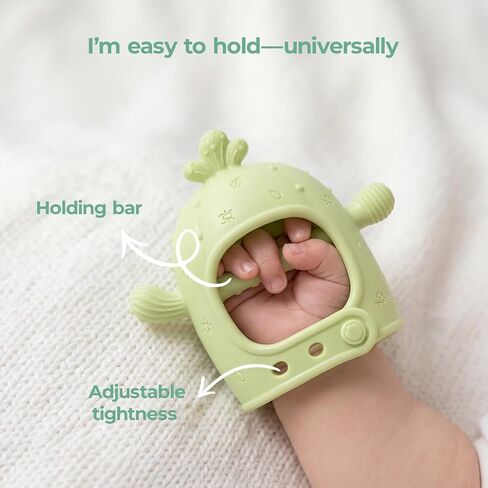 Momcozy 2 Pack Baby Teething Toys, Food Grade Silicone Baby Teethers, Baby Teether Mitten Wrist Teether Set for 0–12 Months, Easy Grip Teething Relief with Multiple Chew Points, Red&Grass Green in Kuwait