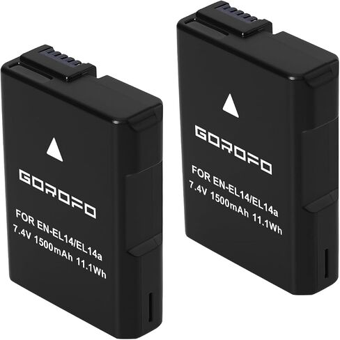 EN-EL14 / EL14A Battery, for Nikon D3100 D3200 D3300 D3400 D3500 D5100 D5200 D5300 D5500 D5600 DF Coolpix P7000 P7100 P7700 P7800 Digital SLR Camera (2 Batteries) in Kuwait
