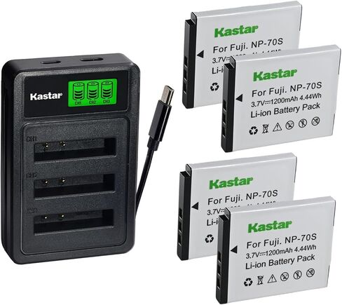 Kastar 3-Pack Battery with LZD3 USB Triple Charger Compatible with Fujifilm NP-70S Fujifilm Instax Mini 99 Camera in Kuwait
