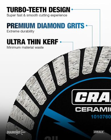 CRALY 3 Inch Super Thin Turbo Diamond Blade, 3/8 in Arbor, 3'' Diamond Stone Blade for Angle Grinder & Circular Saw, Diamond Cutting Wheel for Cutting Granite, Concrete, Brick, Marble, Masonry, 2PC in Kuwait