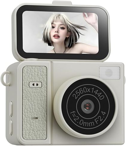 30g Flip Screen 2K Digital Vlog Camera | Portable Retro B&W Selfie Camera for Travel & Daily Recording(Pink) in Kuwait
