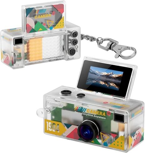 1080P Retro Mini Thumb Keychain Digital Camera | G62 Mini Camera 130° Wide Autofocus Fill Light TFT Screen Gyro Stabilization(White) in Kuwait