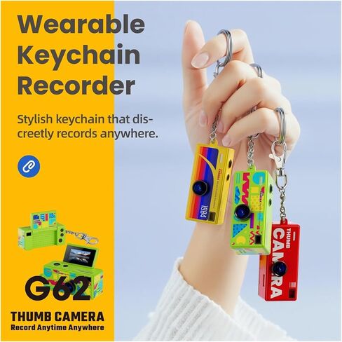 1080P Retro Mini Thumb Keychain Digital Camera | G62 Mini Camera 130° Wide Autofocus Fill Light TFT Screen Gyro Stabilization(White) in Kuwait