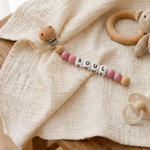Personalized Pacifier Clip with Name Baby Binky Clip Silicone Pacifier Holder for Boys and Girl (A) in Kuwait