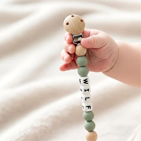 Personalized Pacifier Clip with Name Baby Binky Clip Silicone Pacifier Holder for Boys and Girl (A) in Kuwait