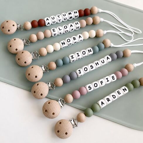 Personalized Pacifier Clip with Name Baby Binky Clip Silicone Pacifier Holder for Boys and Girl (A) in Kuwait