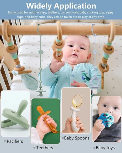 6 Pack Silicone Baby Toy Straps with 2 pcs Suction Cup Bases, Silicone Pacifier Holder, Toy Strap,Adjustable Toy Holder for Stroller Accessories, Car Seat, Highchair,Crib (A) in Saudi Arabia