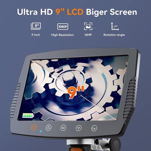 Hayve 9 '' LCD Digital Microscope, 1500X Magnification Coin Microscope with 16MP Camera, Micro Soldering Microscope for Adults, 32GB Card Included, Wired Remote, Compatible with Windows/Mac OS | 16MP Camera, 32GB Card Included, Wired Remote, Compatible wi in Kuwait