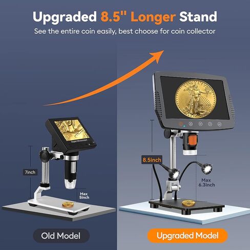 Hayve 9 '' LCD Digital Microscope, 1500X Magnification Coin Microscope with 16MP Camera, Micro Soldering Microscope for Adults, 32GB Card Included, Wired Remote, Compatible with Windows/Mac OS | 16MP Camera, 32GB Card Included, Wired Remote, Compatible wi in Kuwait