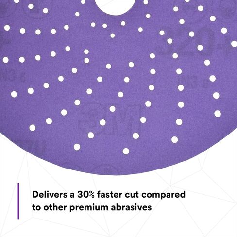 3M Cubitron II Hookit Clean Sanding Abrasive Disc 31483, 6 in, 320+ Grade, Pack of 50 Discs, Virtually Dust-Free, High Performance, Long Lasting, Multi-Hole Pattern, Feather Edging, Stock Removal in Kuwait