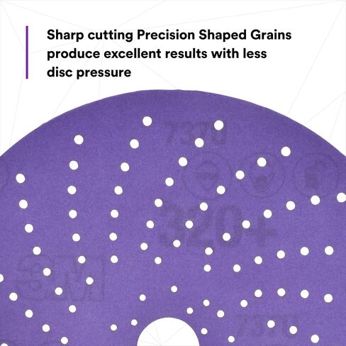 3M Cubitron II Hookit Clean Sanding Abrasive Disc 31483, 6 in, 320+ Grade, Pack of 50 Discs, Virtually Dust-Free, High Performance, Long Lasting, Multi-Hole Pattern, Feather Edging, Stock Removal in Kuwait