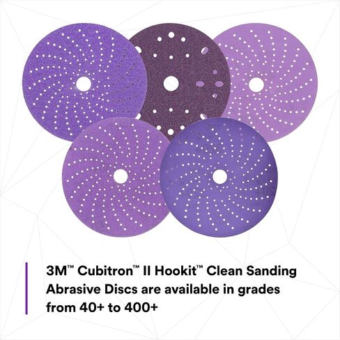 3M Cubitron II Hookit Clean Sanding Abrasive Disc 31483, 6 in, 320+ Grade, Pack of 50 Discs, Virtually Dust-Free, High Performance, Long Lasting, Multi-Hole Pattern, Feather Edging, Stock Removal in Kuwait