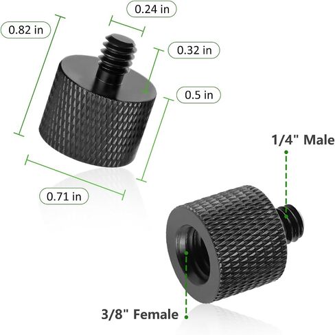 2 Pack 3/8" Female to 1/4" Male Screw Adapter Thread for Tripod Accessories Microphone Holder Camera Mount in Kuwait