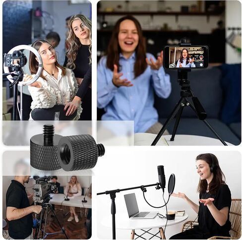 2 Pack 3/8" Female to 1/4" Male Screw Adapter Thread for Tripod Accessories Microphone Holder Camera Mount in Kuwait