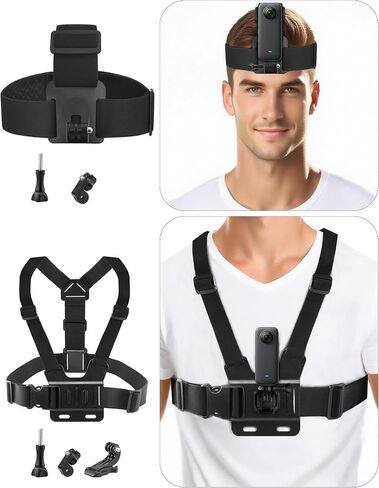 9-in-1 Chest & Head Mount Kit for GoPro, iPhone, DJI, Action Cam POV | Hands-Free POV Recording. Compatible with Samsung, Insta360, AKASO, SJCAM. Sturdy phone clamp & protective net included in Kuwait