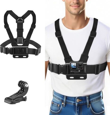 9-in-1 Chest & Head Mount Kit for GoPro, iPhone, DJI, Action Cam POV | Hands-Free POV Recording. Compatible with Samsung, Insta360, AKASO, SJCAM. Sturdy phone clamp & protective net included in Kuwait