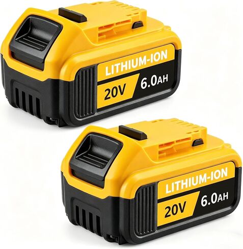 2-Pack 6.0Ah Replacement Batteries for DeWalt 20V MAX Tools, 20V MAX Battery Pack Replacement, Compatible with DCB208/207/206/205/204/203/201/200 Power Tool Batteries, Longer Runtime & Safe Protection in Kuwait