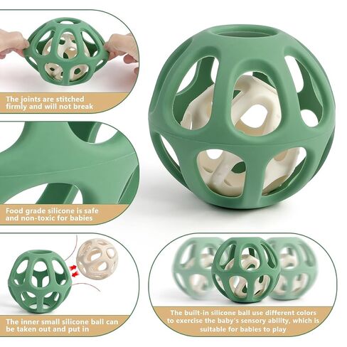 MCGMITT Sensory Balls for Baby, Easy Grasp Food Grade Stretchy Silicone Baby Teether Ball for 0-6 6-12 Months, BPA-Free Montessori Chew Toy, Newborn Infant Learning Developmental Toys Gift in Kuwait