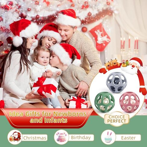 MCGMITT Sensory Balls for Baby, Easy Grasp Food Grade Stretchy Silicone Baby Teether Ball for 0-6 6-12 Months, BPA-Free Montessori Chew Toy, Newborn Infant Learning Developmental Toys Gift in Kuwait