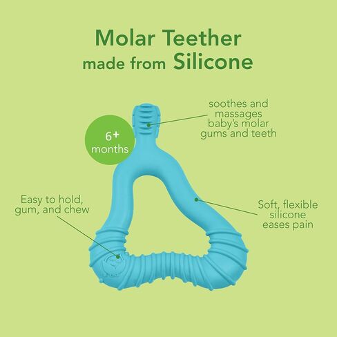 Green Sprouts Silicone Molar Teether, 12mo+, Platinum-Cured Silicone, Sterilizer Safe, Tested for Hormones - Light Blueberry in Kuwait