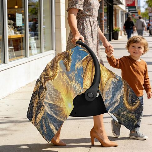 Dragon Sun Print Baby Car Seat Cover Nursing Cover | Muslin-like Cotton Blend, Breathable, Multi-use, Newborn Essentials Must Haves, Fits Most Strollers, for Babies Boys Girls in Kuwait