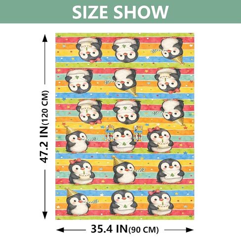 Penguins Birthday Print Baby Car Seat Cover Infant Carseat Cover | Muslin-like Cotton Blend, Breathable, Multi-use, Newborn Essentials Must Haves, Fits Most Strollers, for Babies Boys Girls in Kuwait