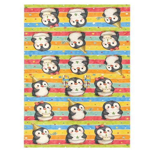 Penguins Birthday Print Baby Car Seat Cover Infant Carseat Cover | Muslin-like Cotton Blend, Breathable, Multi-use, Newborn Essentials Must Haves, Fits Most Strollers, for Babies Boys Girls in Kuwait