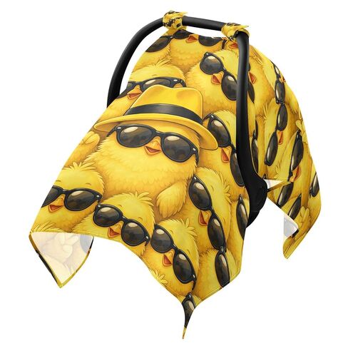 Ducks Glasses Pattern Baby Car Seat Cover Nursing Cover | Muslin-like Cotton Blend, Breathable, Multi-use, Newborn Essentials Must Haves, Fits Most Strollers, for Babies Boys Girls in Kuwait