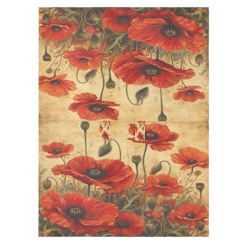 Poppies Flowers Pattern Baby Car Seat Cover Stroller Sun Shade | Muslin-like Cotton Blend, Breathable, Multi-use, Newborn Essentials Must Haves, Fits Most Strollers, for Babies Boys Girls in Kuwait