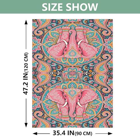 Boho Elephant Pattern Baby Car Seat Cover Nursing Cover Up | Muslin-like Cotton Blend, Breathable, Multi-use, Newborn Essentials Must Haves, Fits Most Strollers, for Babies Boys Girls in Kuwait