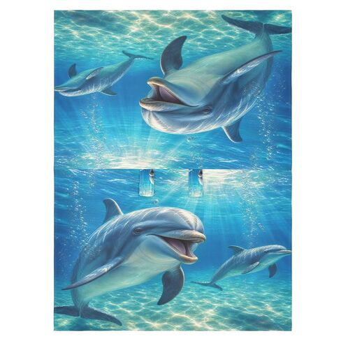 Ocean Dolphin Pattern Baby Car Seat Cover Infant Carseat Cover | Muslin-like Cotton Blend, Breathable, Multi-use, Newborn Essentials Must Haves, Fits Most Strollers, for Babies Boys Girls in Kuwait