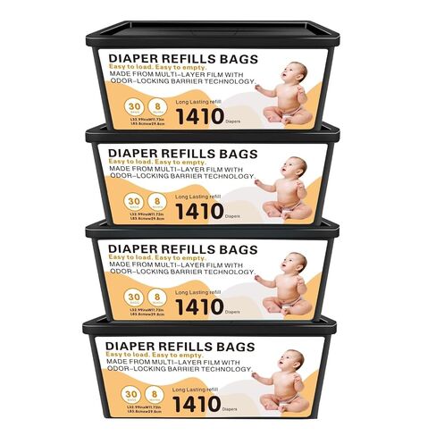 Diaper Pail Easy Roll Refill Bags,Compatible with Genie Easy Roll Signature | Compatible with Genie Easy Roll Signature and Platinum Pails, Each 30 Bags Holds Up to 1410 Newborn Diapers,4 Pack (120 Bags) in Kuwait