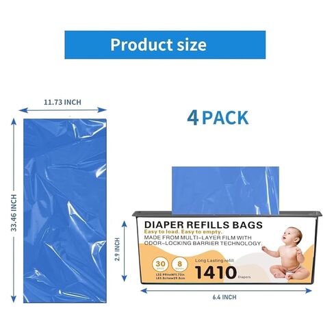 Diaper Pail Easy Roll Refill Bags,Compatible with Genie Easy Roll Signature | Compatible with Genie Easy Roll Signature and Platinum Pails, Each 30 Bags Holds Up to 1410 Newborn Diapers,4 Pack (120 Bags) in Kuwait