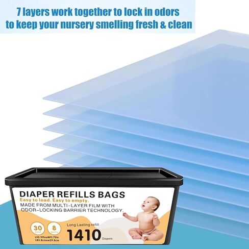 Diaper Pail Easy Roll Refill Bags,Compatible with Genie Easy Roll Signature | Compatible with Genie Easy Roll Signature and Platinum Pails, Each 30 Bags Holds Up to 1410 Newborn Diapers,4 Pack (120 Bags) in Kuwait