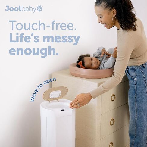 Jool Baby SmartWave Plus Diaper Pail & Refill – Motion Sensing Lid with Odor Lock – Compatible with Regular Trash Bags – Holds up to 50 Newborn Diapers in Kuwait