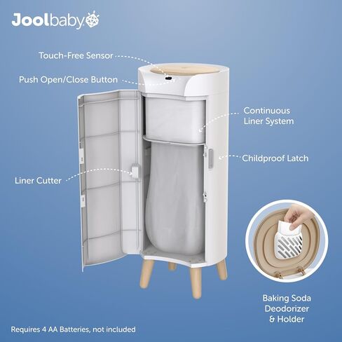 Jool Baby SmartWave Plus Diaper Pail & Refill – Motion Sensing Lid with Odor Lock – Compatible with Regular Trash Bags – Holds up to 50 Newborn Diapers in Kuwait