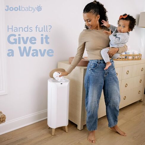 Jool Baby SmartWave Plus Diaper Pail & Refill – Motion Sensing Lid with Odor Lock – Compatible with Regular Trash Bags – Holds up to 50 Newborn Diapers in Kuwait