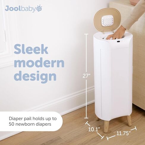 Jool Baby SmartWave Plus Diaper Pail & Refill – Motion Sensing Lid with Odor Lock – Compatible with Regular Trash Bags – Holds up to 50 Newborn Diapers in Kuwait