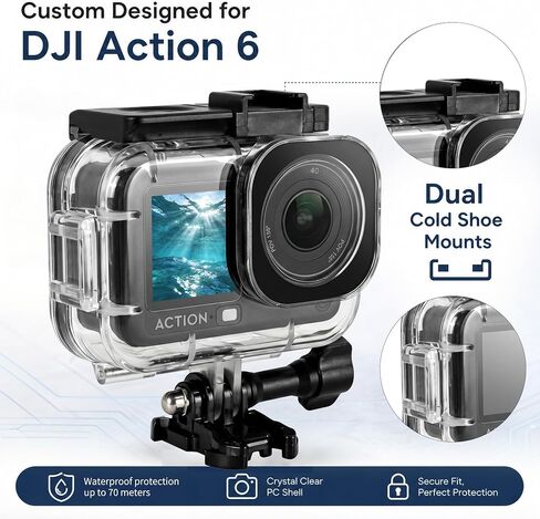 Waterproof Underwater Housing Case Kit for DJI Action 6 Camera, 70M(230FT) Diving Shell with Floating Handle, Anti‑Fog & Quick Release Screws, Snorkeling Underwater Shooting Accessories in Kuwait