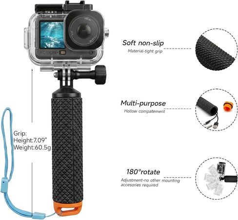 Waterproof Underwater Housing Case Kit for DJI Action 6 Camera, 70M(230FT) Diving Shell with Floating Handle, Anti‑Fog & Quick Release Screws, Snorkeling Underwater Shooting Accessories in Kuwait