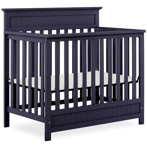 Dream On Me Harbor 4-in-1 Convertible Mini Baby Crib - Pebble Gray | Small Crib with 3 Heights, Converts to Twin Bed, New Zealand Pinewood, Includes Mattress Pad, GREENGUARD Gold, JPMA in Kuwait