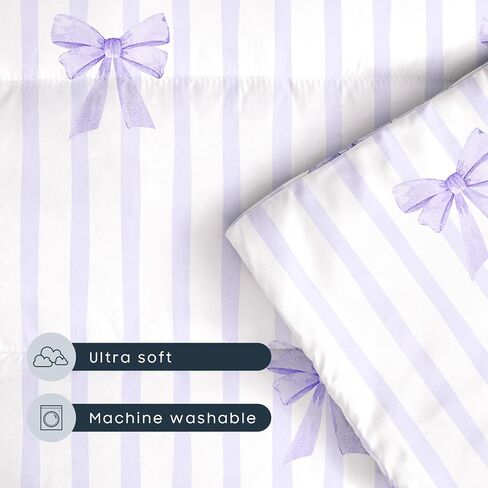 Wake In Cloud - Toddler Nap Mat with Pillow and Blanket, for Kids Girls Ages 3 Plus in Kindergarten Daycare Preschool, Roll Up Sleeping Bag, Cute Vertical Stripes Bows in Kuwait