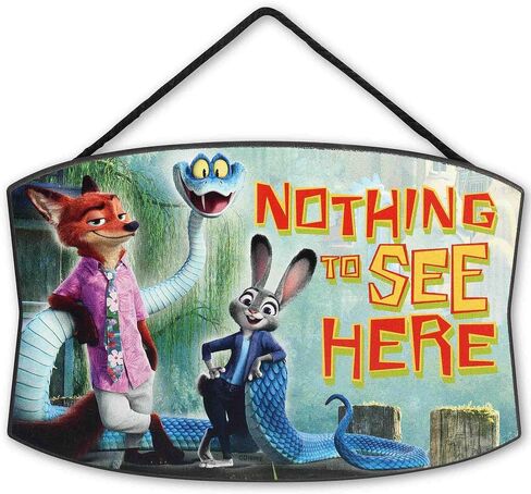 Disney Zootopia 2 Nothing to See Here Hanging Wood Wall Decor | Fun Zootopia Sign for Kids' Bedroom or Play Room in Kuwait