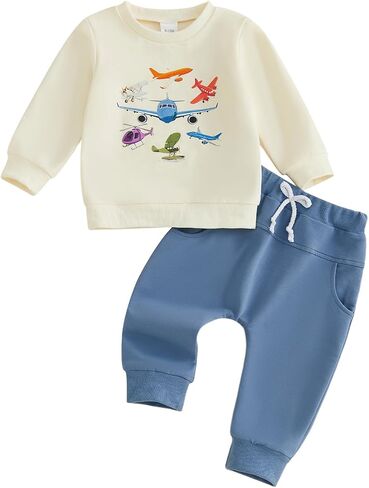 Toddler Baby Boy Fall Winter Clothes Crewneck Sweatshirt and Pants Outfits | Toddler Baby Boy Fall Winter Outfits Crewneck Sweatshirt Long Sleeve Shirts and Pants Sets Cute Boys Clothes in Kuwait