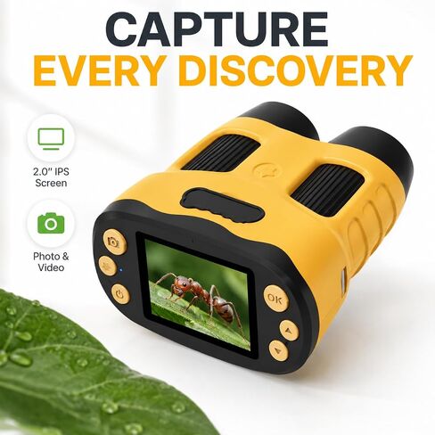 Microscope for Kids, Portable Digital Microscope with 2.0" Screen | Handheld Camera Mini Pocket Magnifying Glass, STEM Toys Birthday Gifts Edu Science Kit for Girls Boys Child Age 4-12 in Kuwait